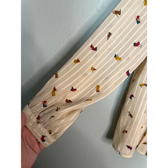 Vintage Carol Bird pleated cowl neck blouse all over print 80s - Picture 6 of 8